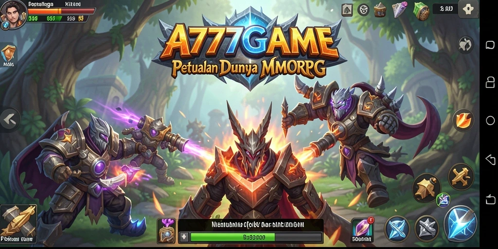 Tangkapan layar A777GAME menampilkan aksi pertarungan seru dalam MMORPG.