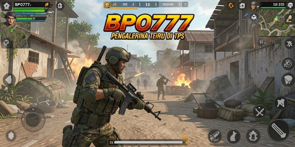 Screenshot gameplay BPO777 yang menunjukkan pertempuran seru antar pemain.