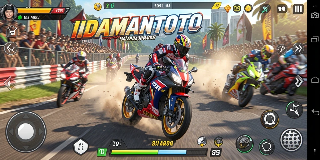 Gameplay seru dalam balapan motor cepat di IDAMANTOTO.