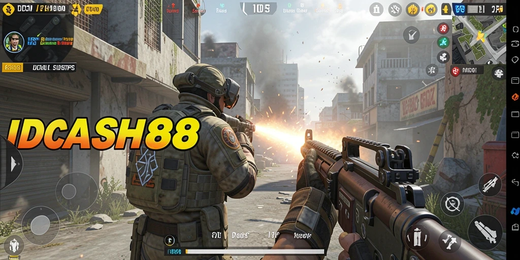 Screenshot menampilkan aksi intens dalam gameplay TPS IDCASH88.