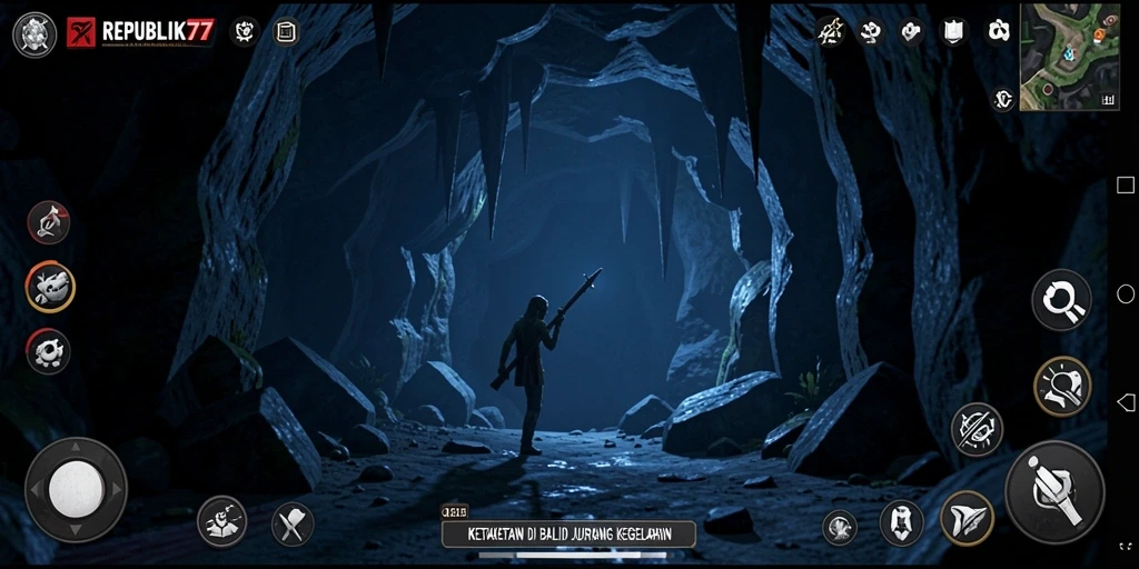 Tampilan gameplay REPUBLIK77 yang menegangkan dan menyeramkan.