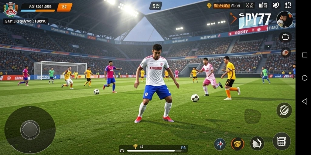 Tampilan gameplay SPY77 yang mendebarkan dan realistis dalam pertandingan sepak bola.