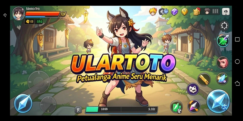 Layar gameplay ULARTOTO dengan karakter Anime yang penuh aksi.